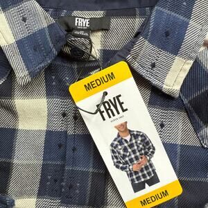FRYE Jacquard Flannel Button-Down Shirt Deep Night Sky Plaid Men's Medium NWT